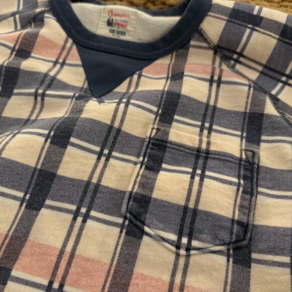 Todd Snyder Blue and Pink Plaid Sweatshirt - Picture 8 of 9